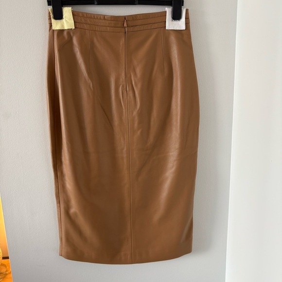 Karen Millen Leather Pencil Belt Feature Skirt with Slit In Tan Size US 8 Rare! - Picture 10 of 12